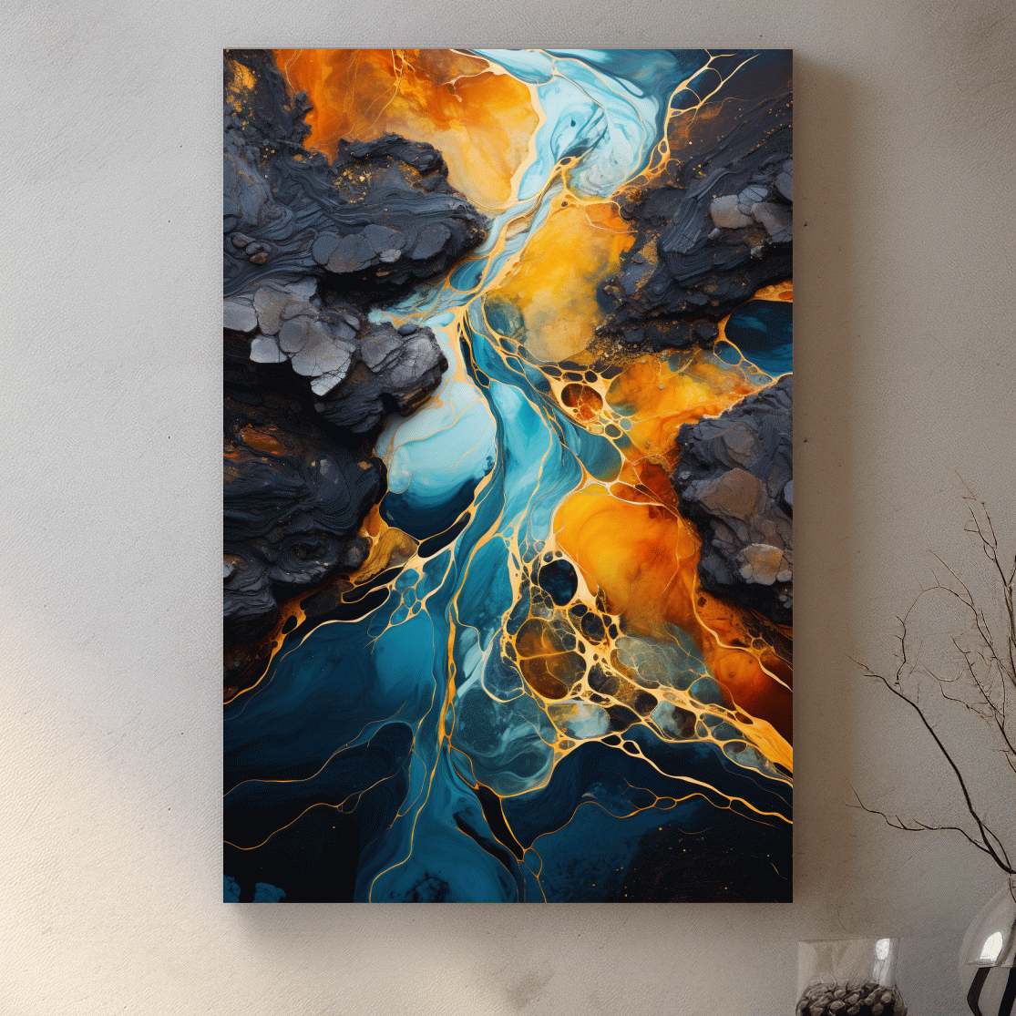 Elegant abstract art, river flowing through the rocks