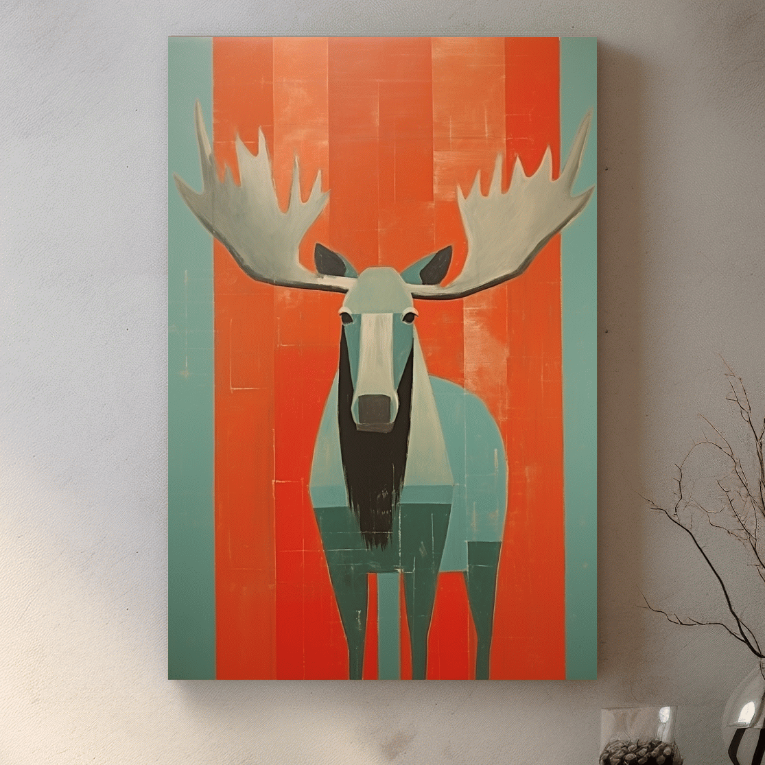 Rustic painting of a moose on wood