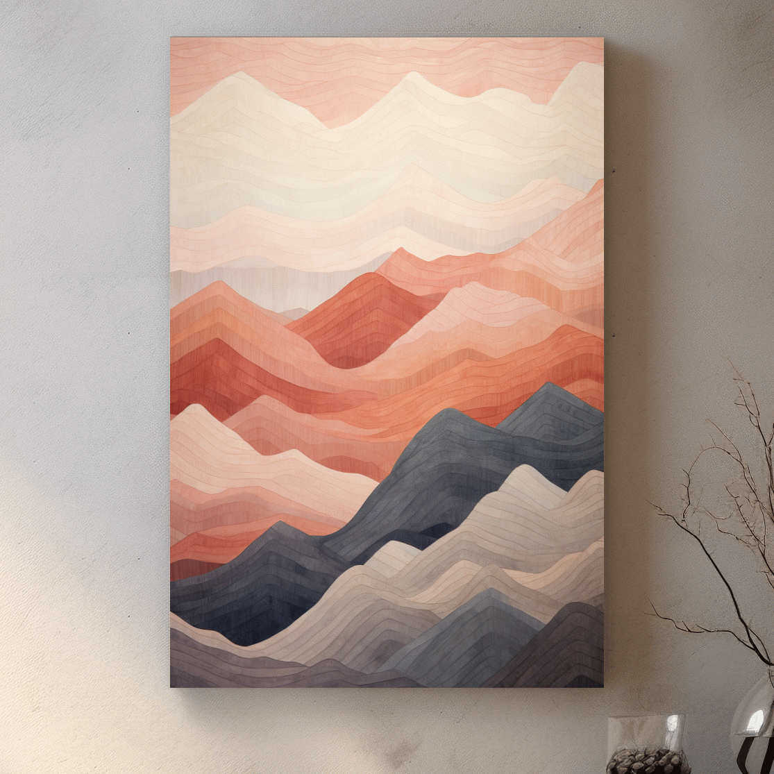 Pastel patterns, rolling mountain shapes