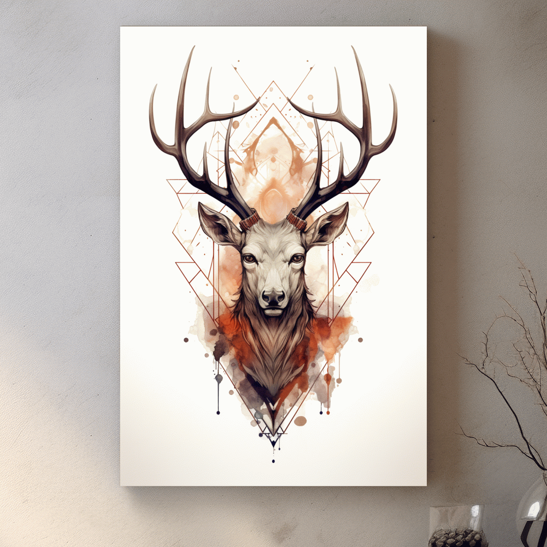 Ornate patterned illustration of a deers head