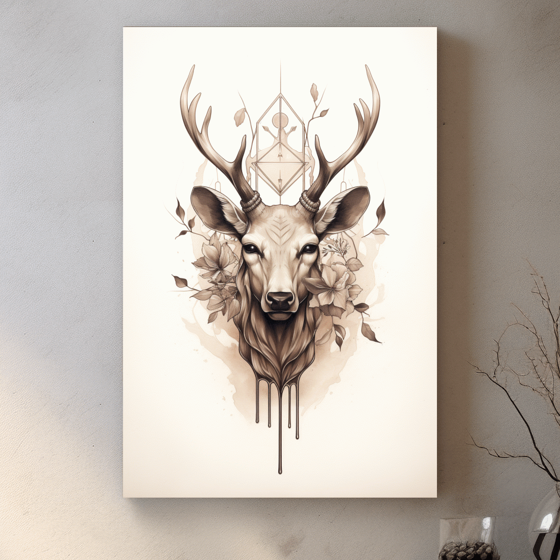 Minimal illustration of an ornate deers head