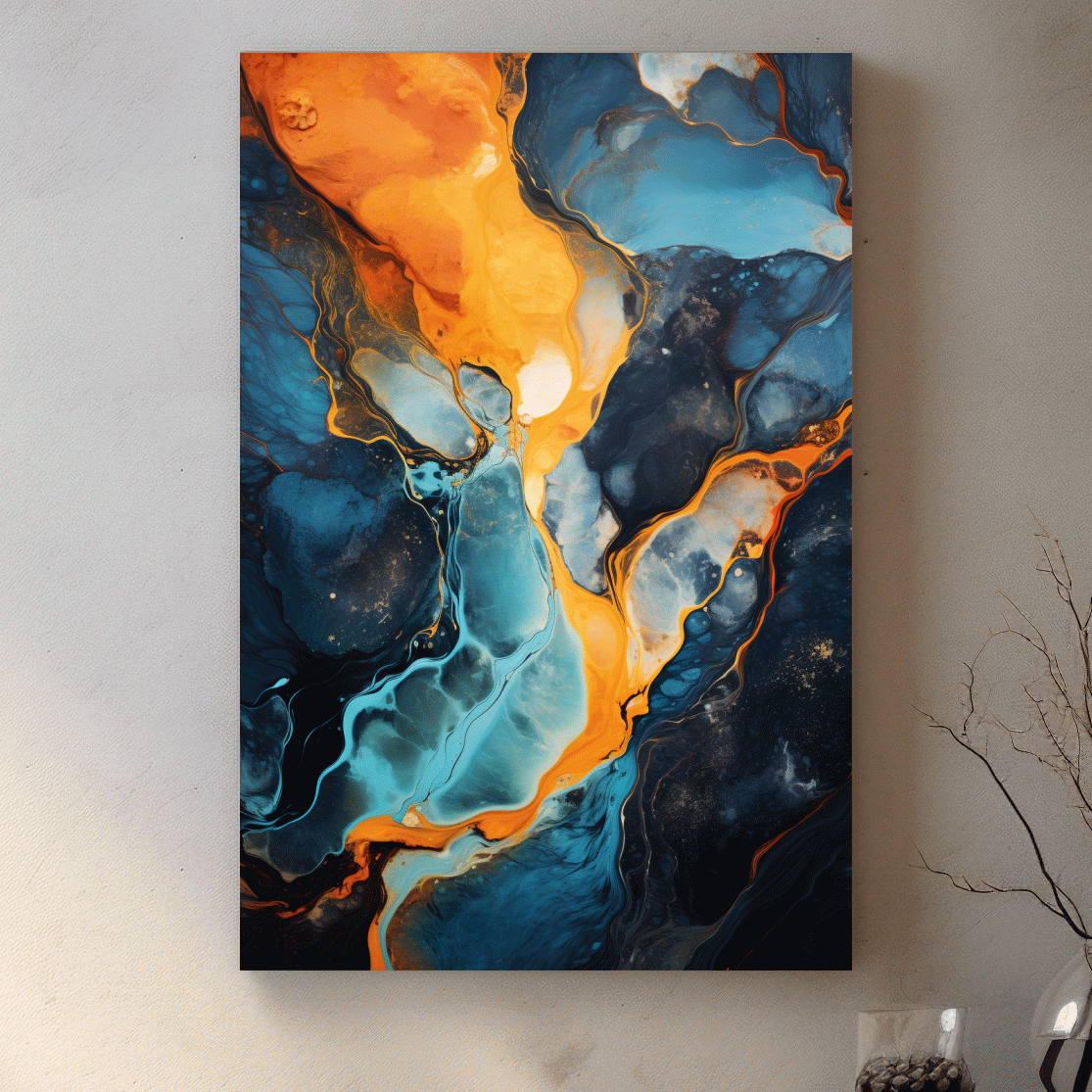Elegant abstract art, river flowing through the rocks