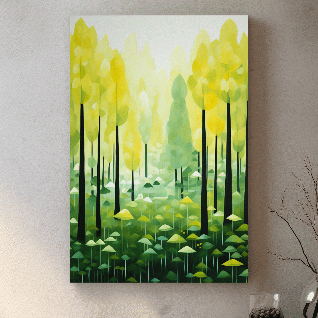 Happy illustration of a surreal storybook forest