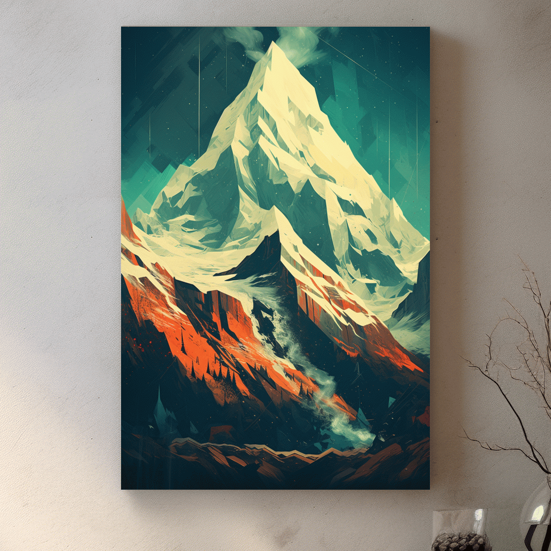 Retro style mountain glacier art poster