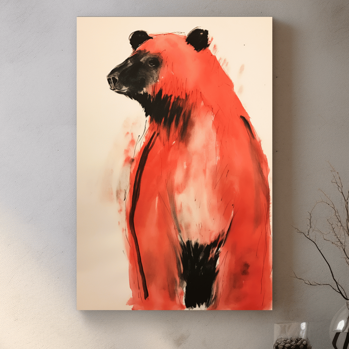 Impressionist watercolour painting of a bear