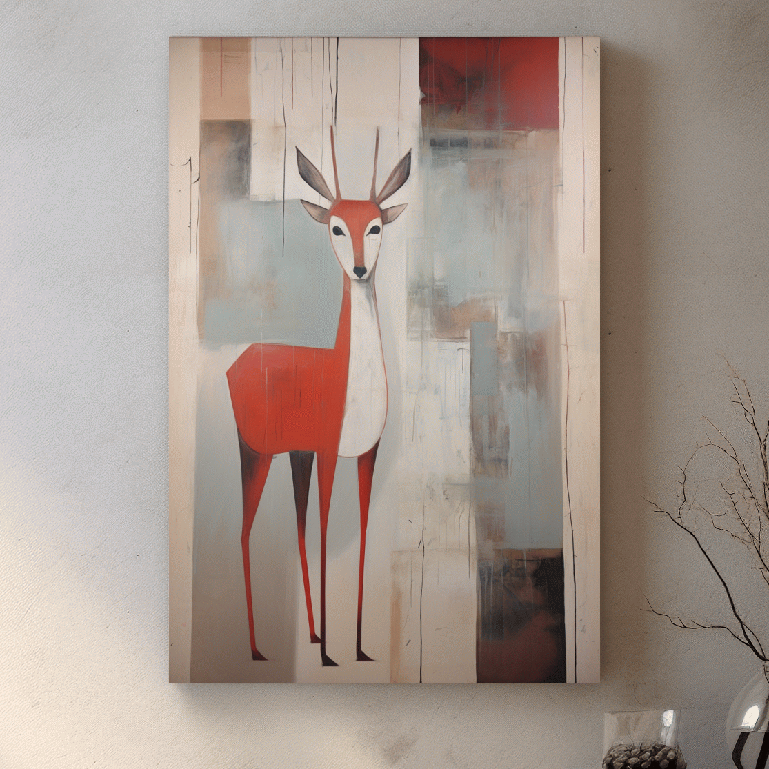 Rustic expressionist painting of a deer