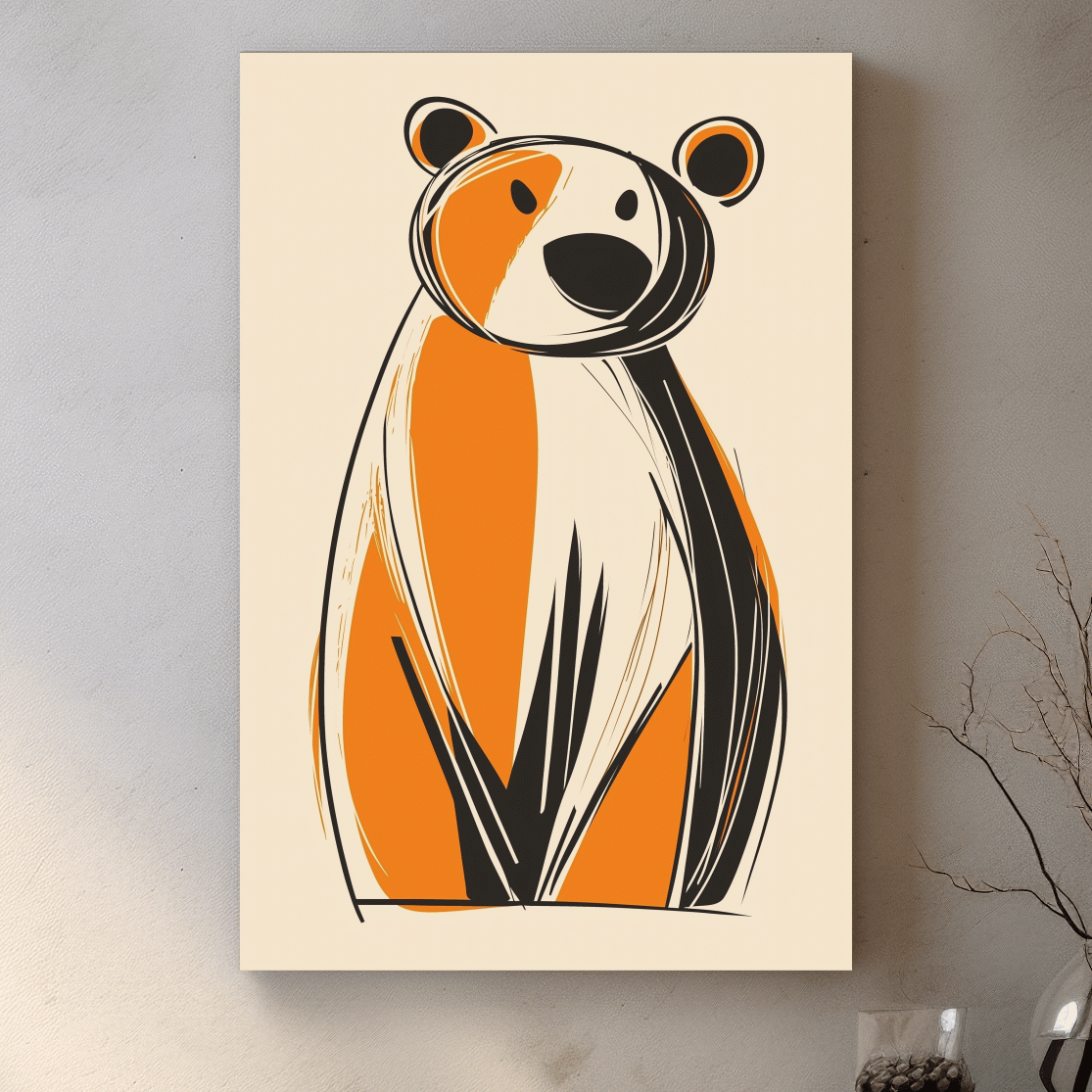 Fun caricature print of a cartoon bear