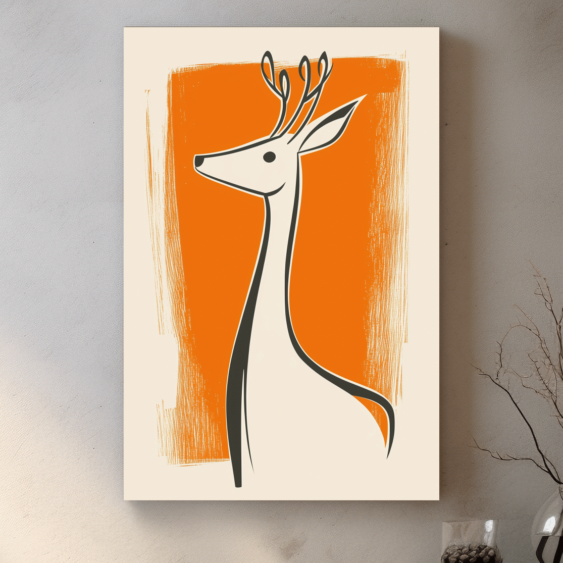 Caricature wall art illustration of a cute cartoon deer