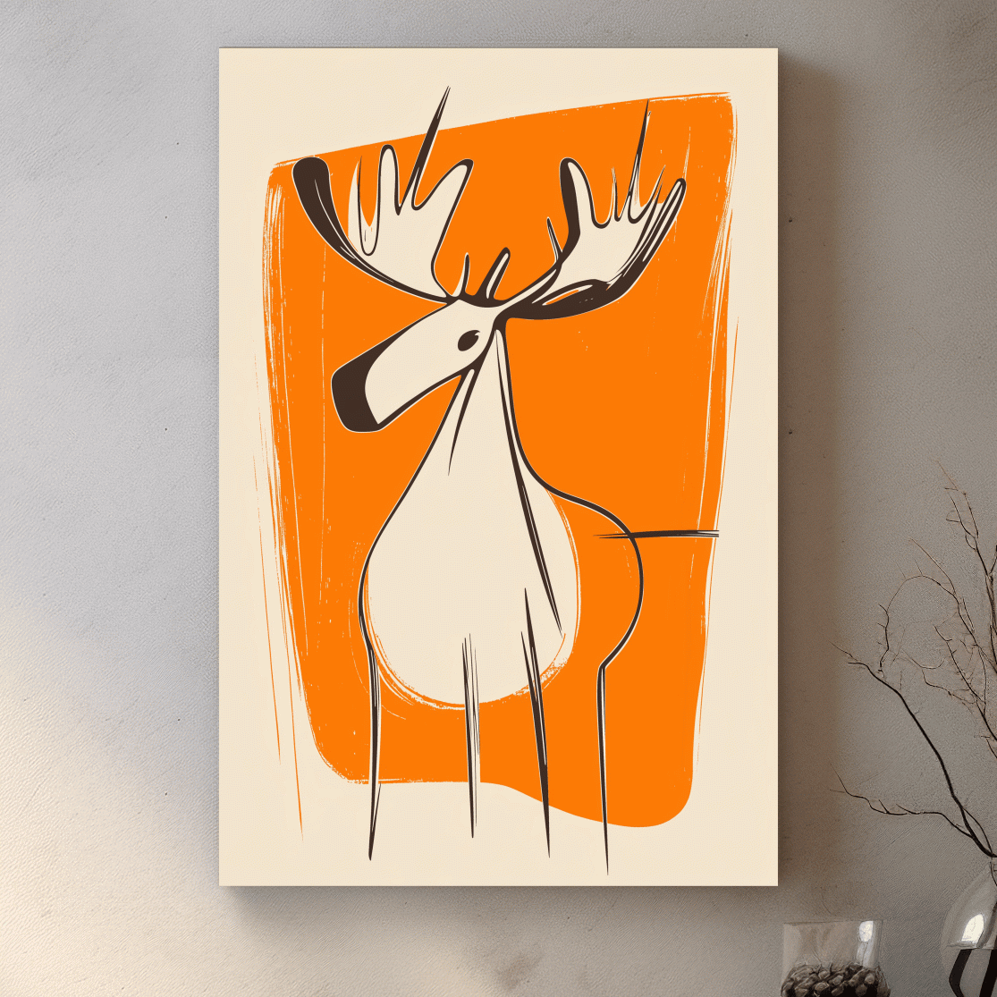 Fun caricature wall art illustration of a cartoon moose
