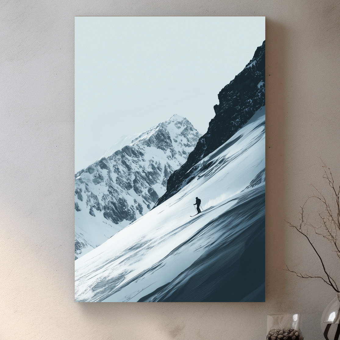 Black and white ski artwork
