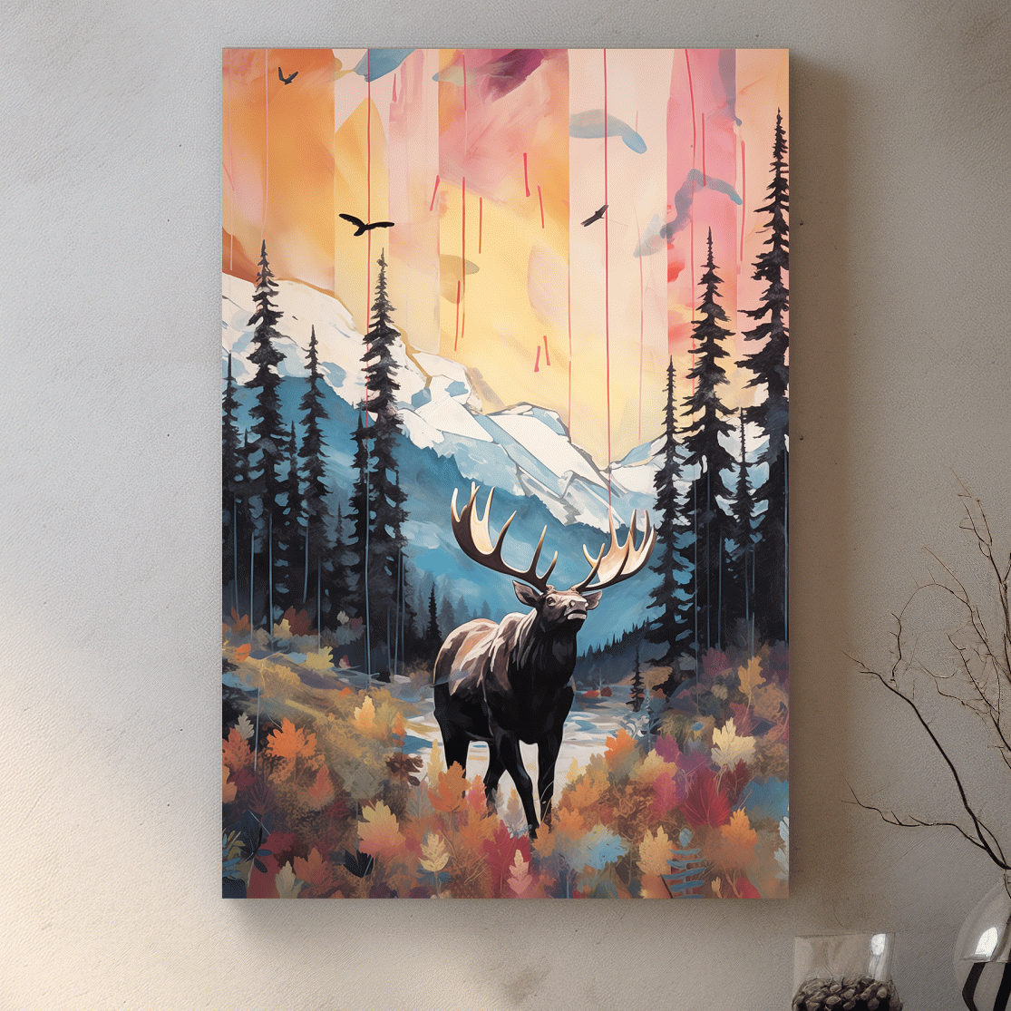 Abstract painting of a majestic moose