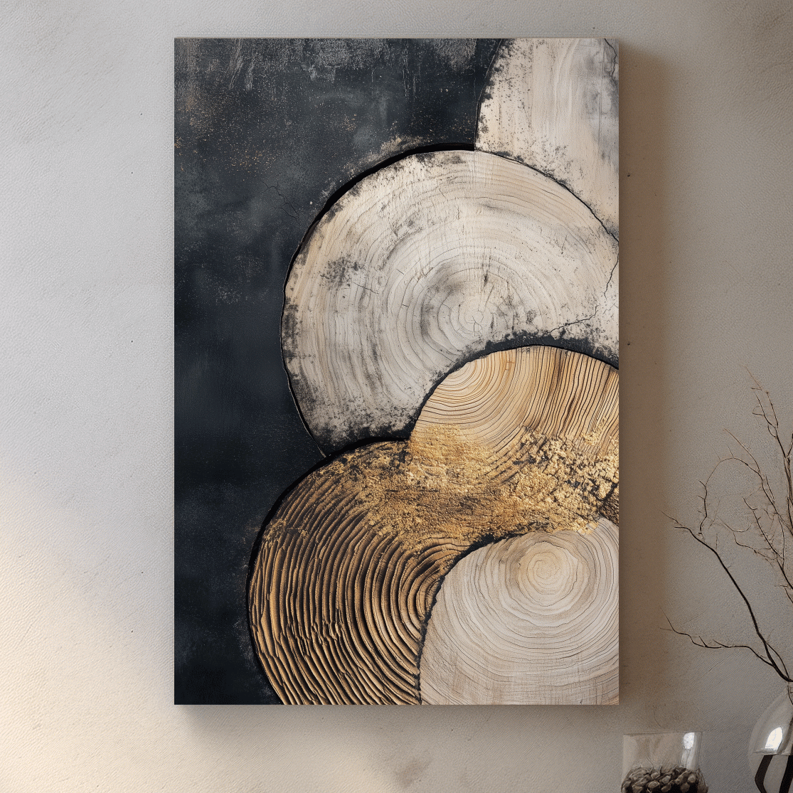 Abstract Wood Grain Circles - Modern Textured Geometric Wall Art