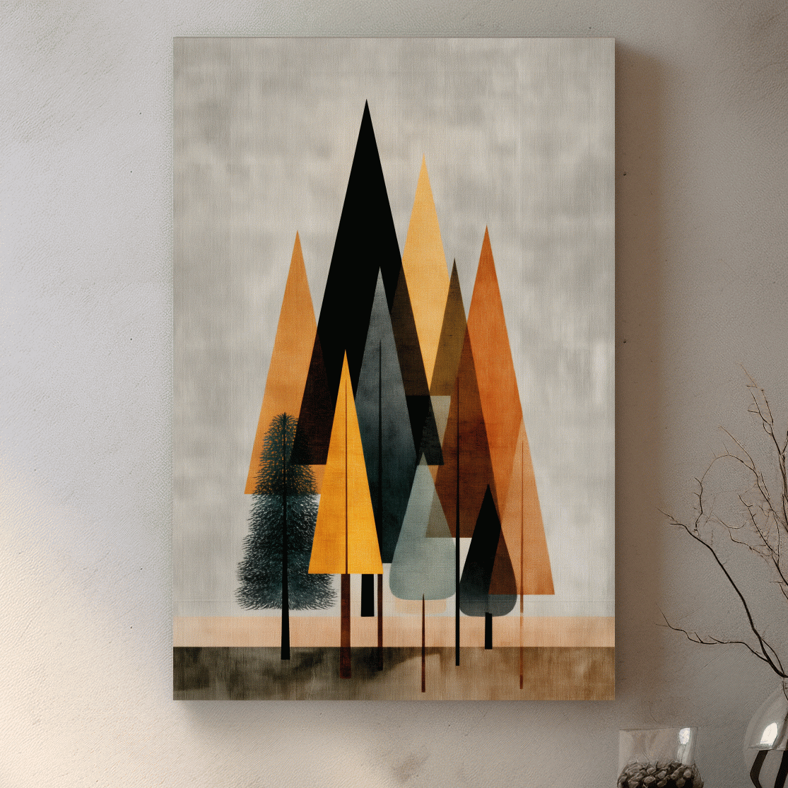 Minimalist Geometric Pine Tree Forest - Mid Century Modern Scandinavian Wall Art