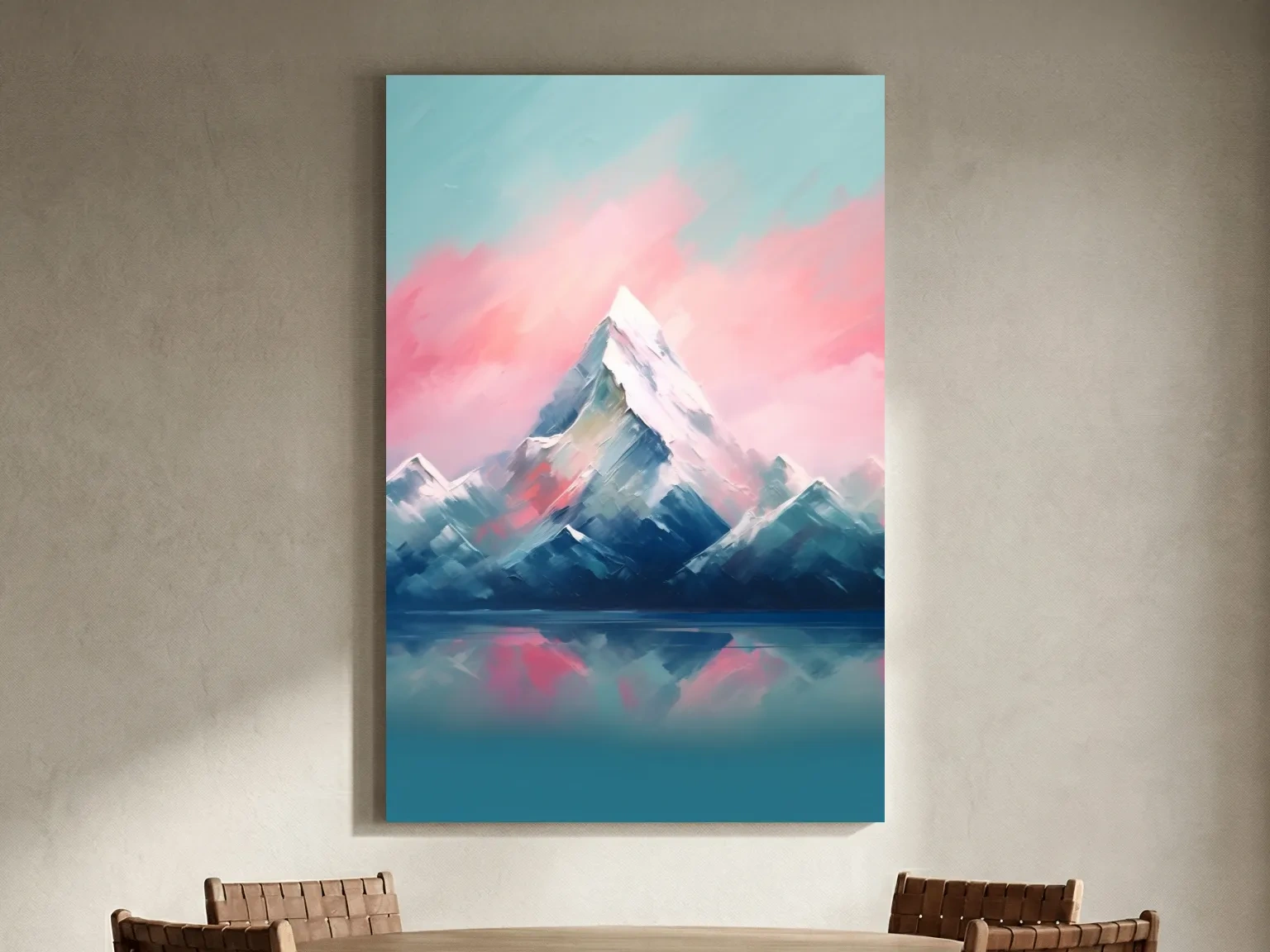 Pastel Alpine Peak Painting - Impressionism Watercolor Mountain Wall Art