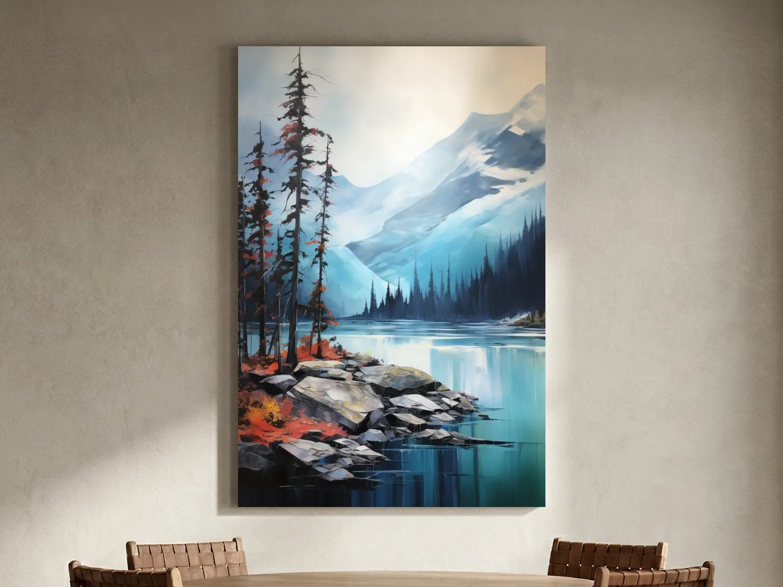 Turquoise Alpine Lake And Mountain Watercolor - Serene Forest Wall Art
