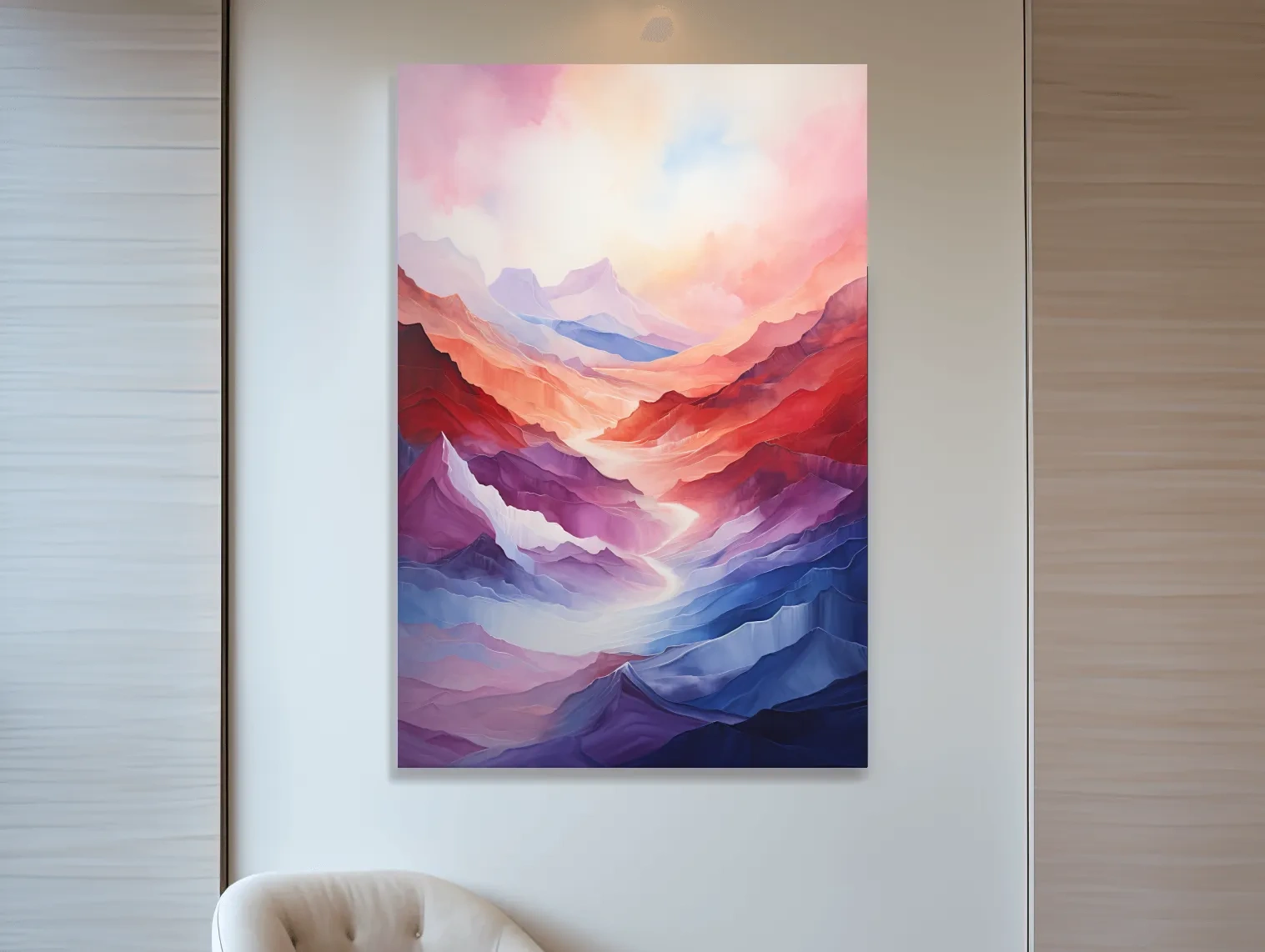 Abstract art, colourful mountainous valley
