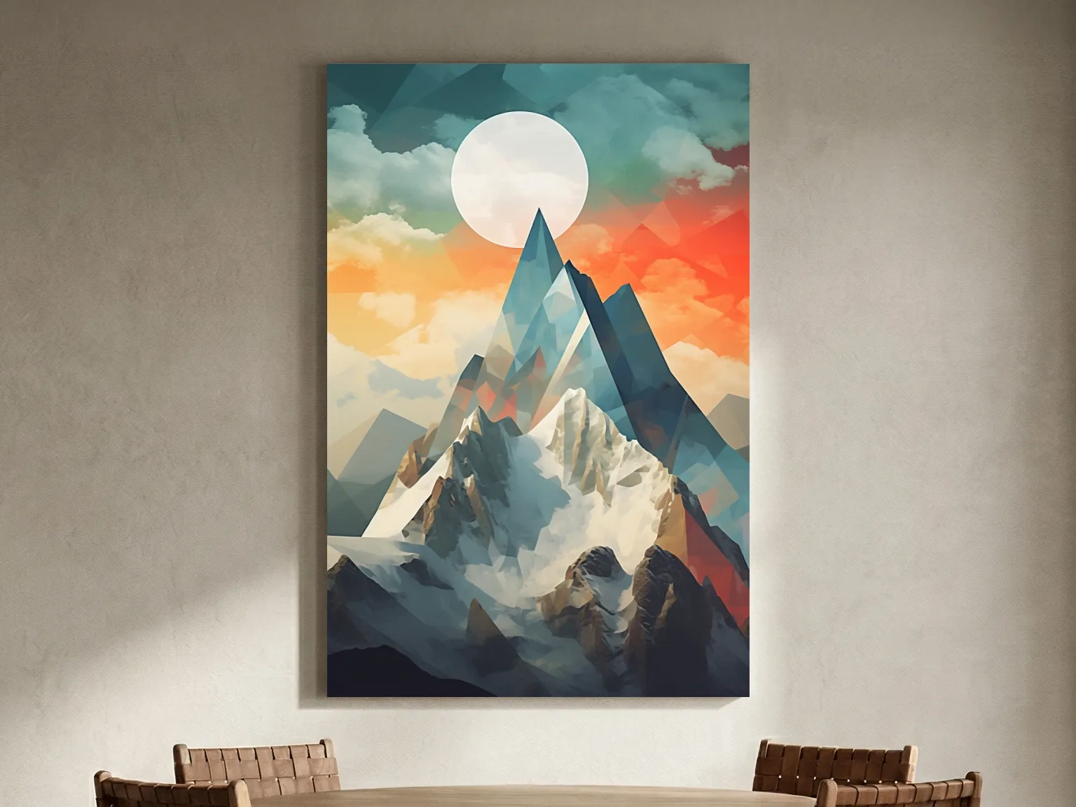Suprematism Alpine Mountain Peak Sunrise - Abstract Landscape Wall Art