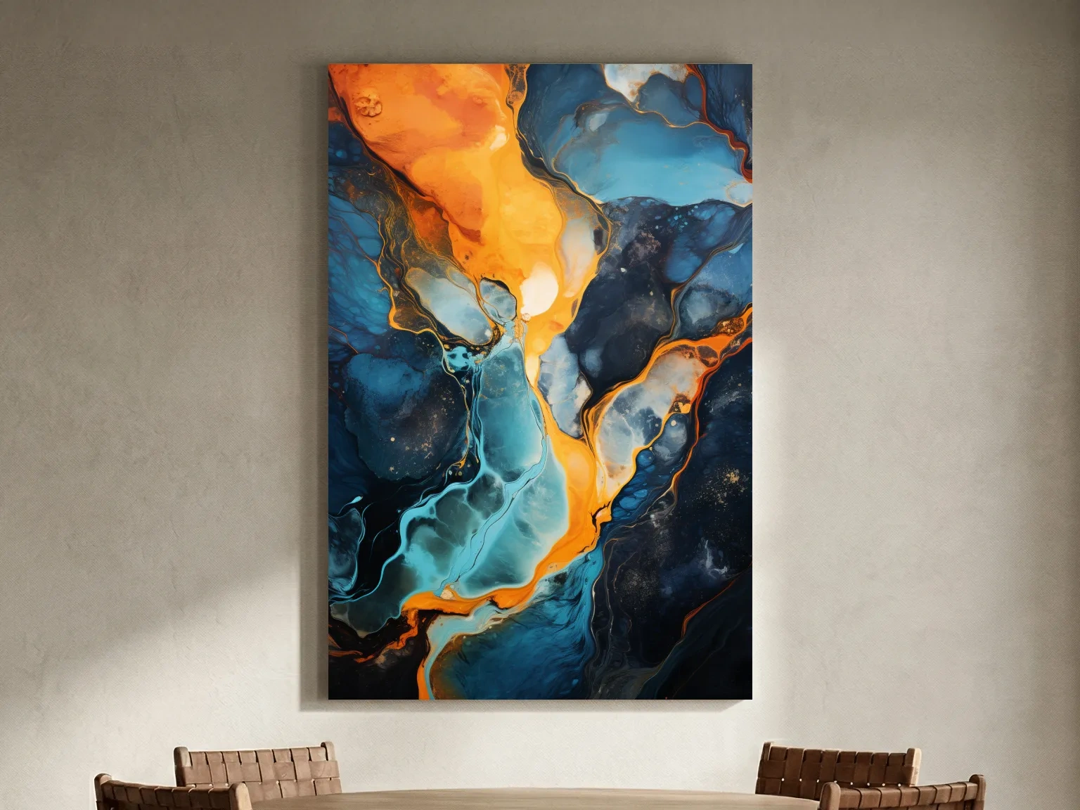 Vibrant Fluid River Abstract Painting - Alcohol Ink Style Wall Art