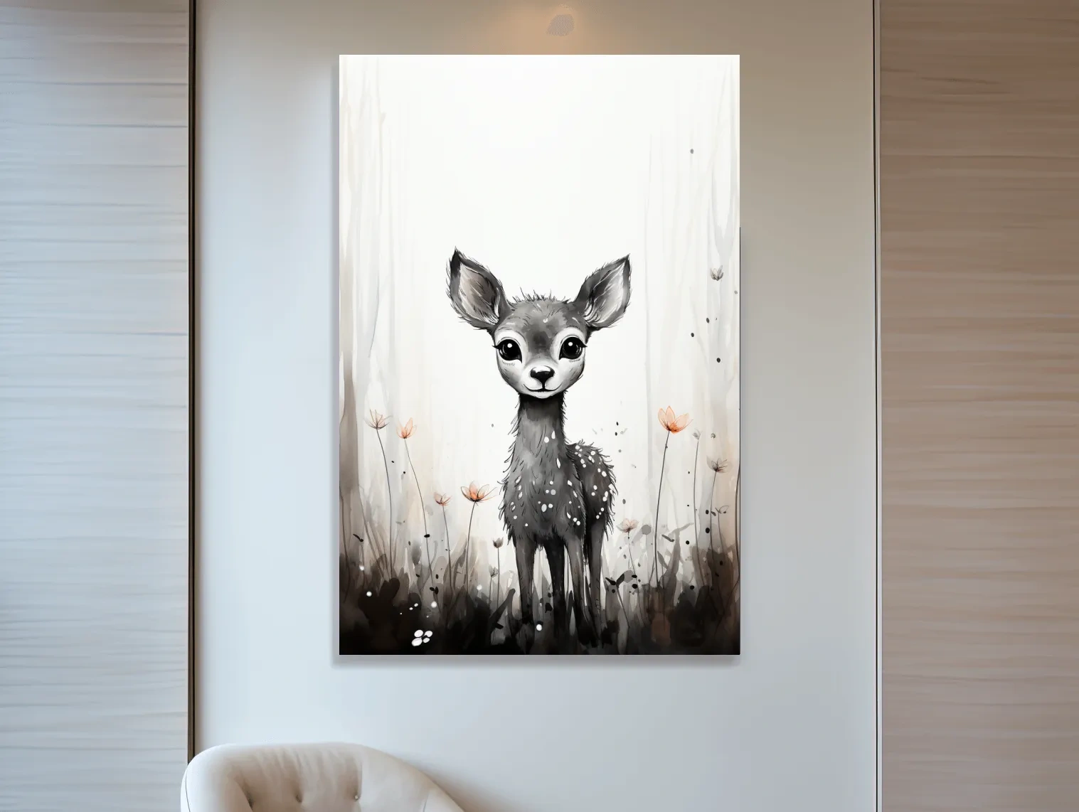 Cute baby deer, simple watercolor illustration drawing art