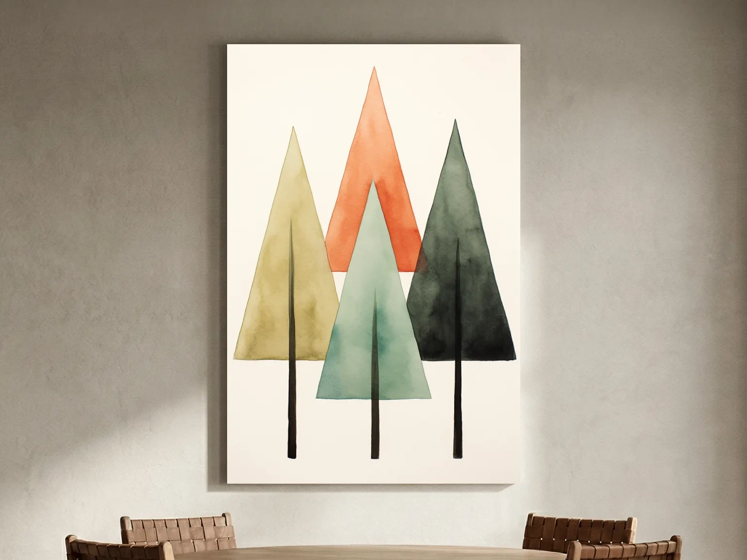 Minimalist Watercolor Pine Tree Trio - Scandinavian Forest Wall Art