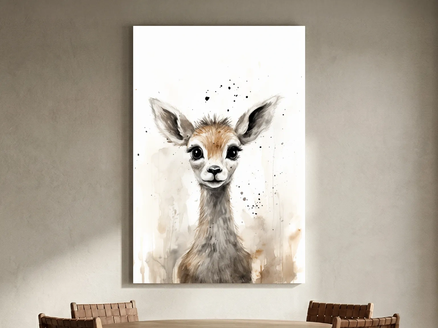 Cute Baby Deer Watercolor Portrait - Whimsical Nursery Animal Wall Art