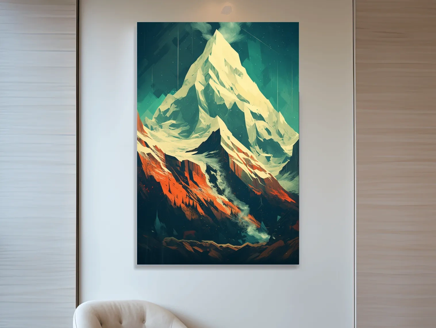 Retro Geometric Glacier Mountain Peak Artwork - Alpine Landscape Wall Art
