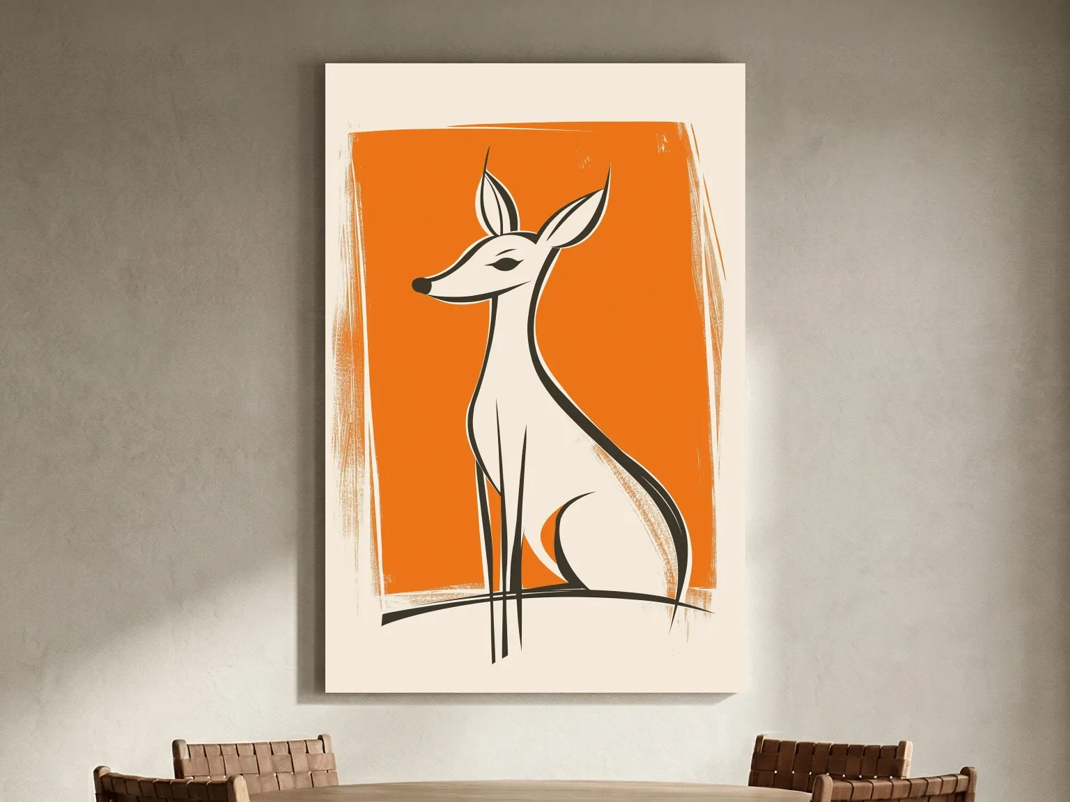 Stylized Deer Caricature Illustration - Mid Century Modern Wildlife Wall Art