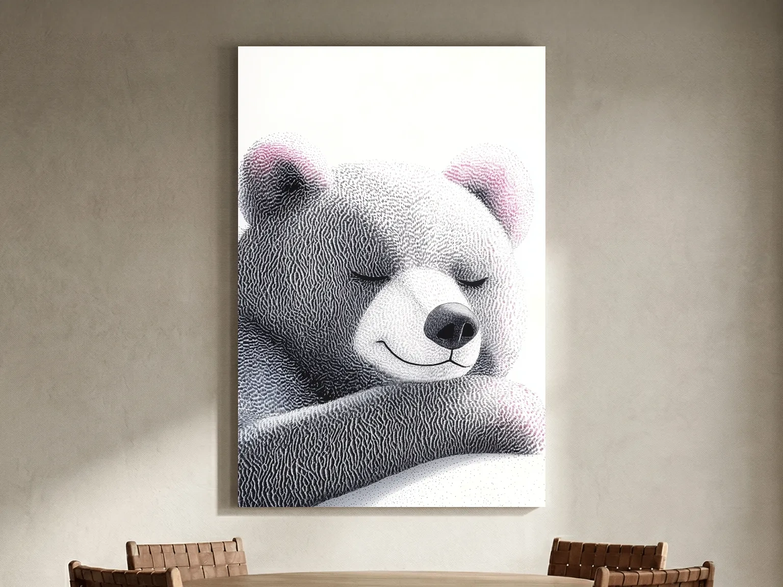 Cute Teddy Bear Illustration - Minimalist Nursery Animal Wall Art