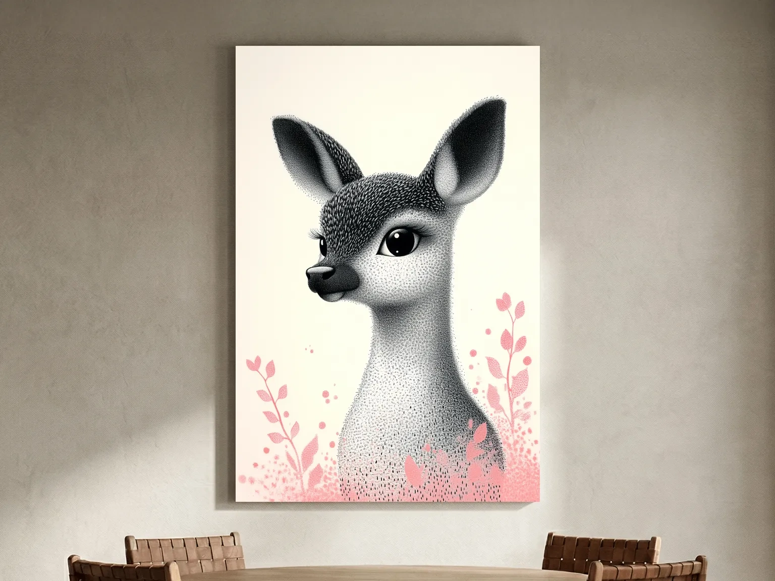 Cute Baby Deer Portrait Illustration - Childrens Nursery Animal Wall Art