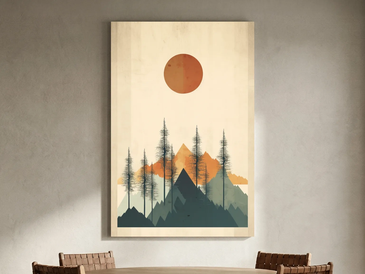 Minimalist Mountain Landscape Illustration - Modern Scandinavian Wall Art