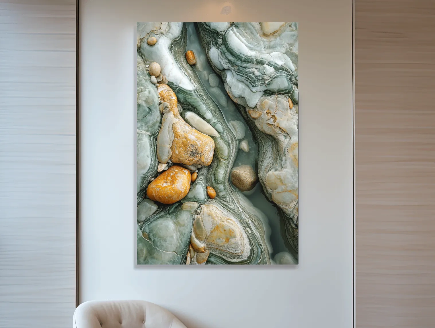 Natural stone and rock wall artwork, textured abstract flowing design