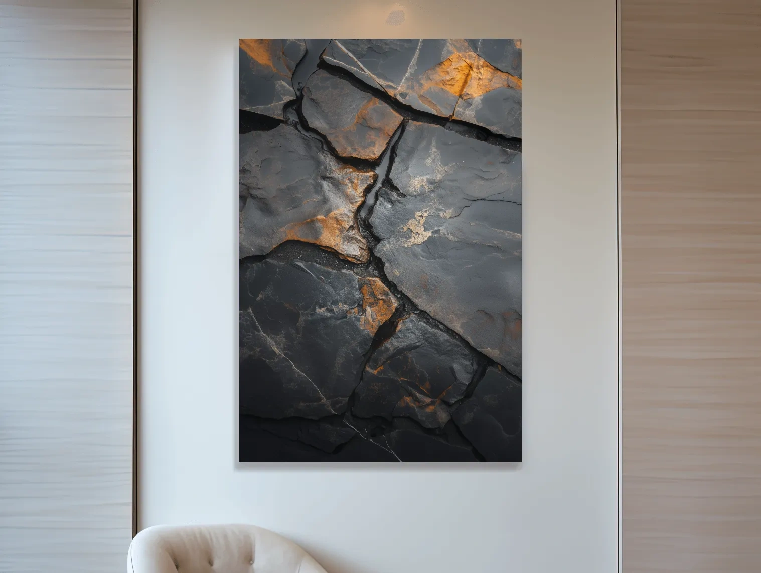 Charcoal Slate Stone Texture Organic Artwork - Modern Abstract Geology Wall Art