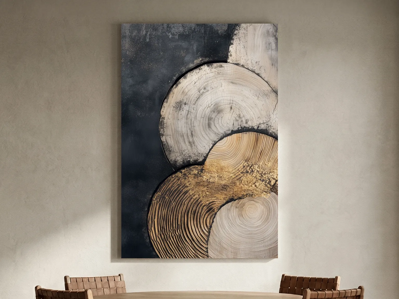 Abstract Wood Grain Texture Circles - Modern Geometric Wall Art