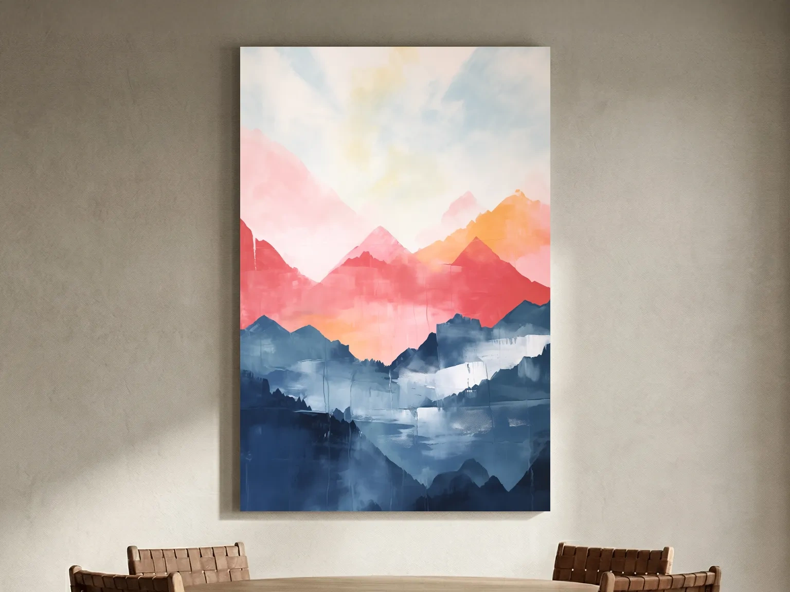 Colorful Abstract Mountain Sunrise Watercolor - Vibrant Pastel Landscape Wall Art