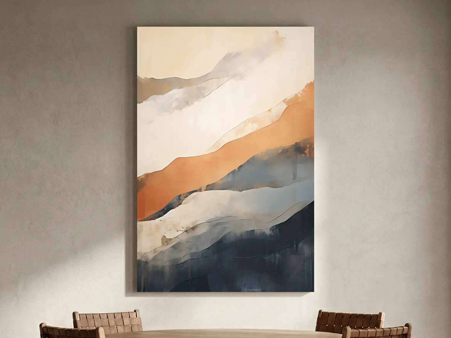 Minimalist Abstract Mountain Layers Painting - Modern Watercolor Landscape Wall Art