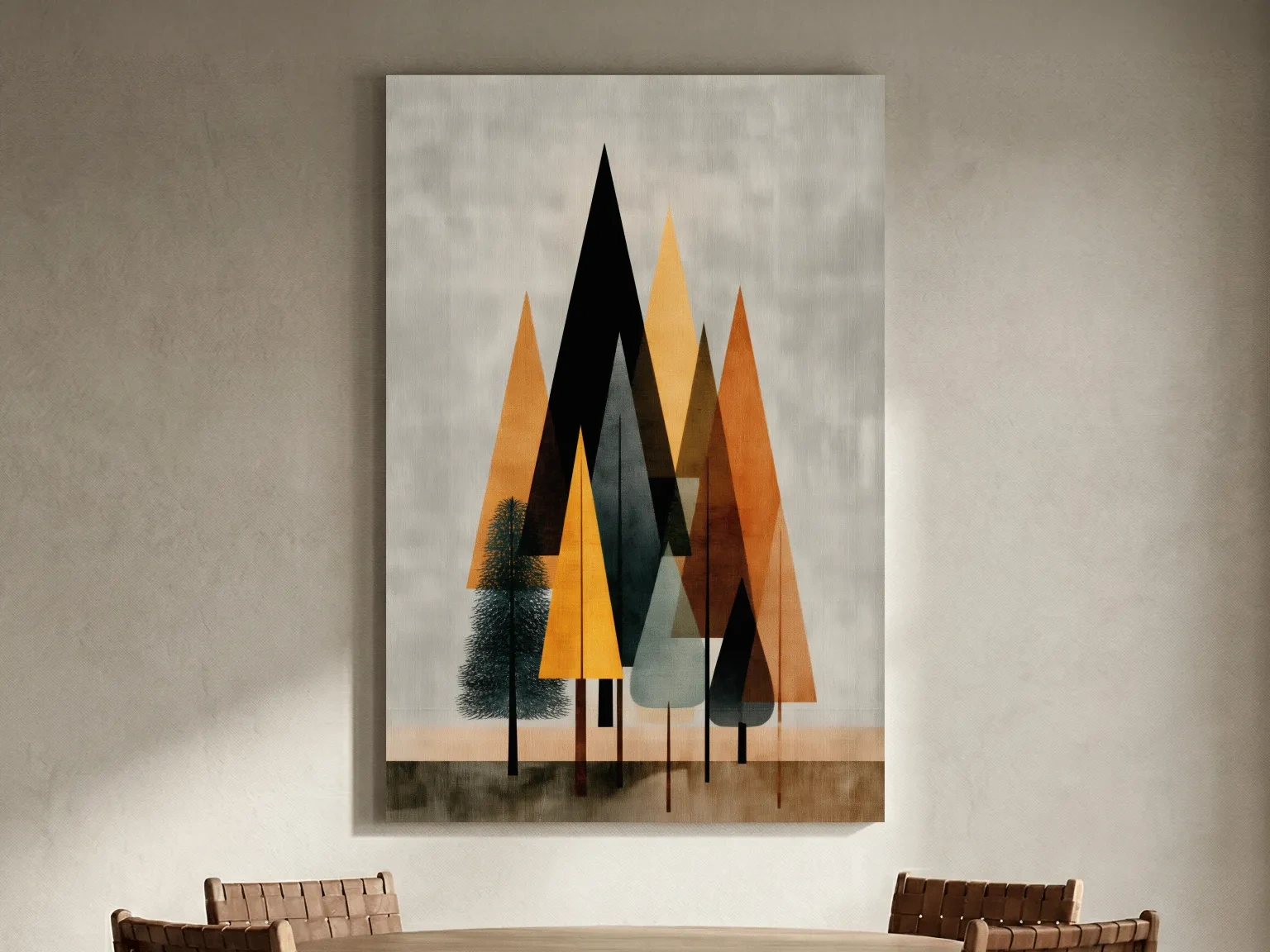 Minimalist Geometric Pine Tree Forest - Mid Century Modern Scandinavian Wall Art