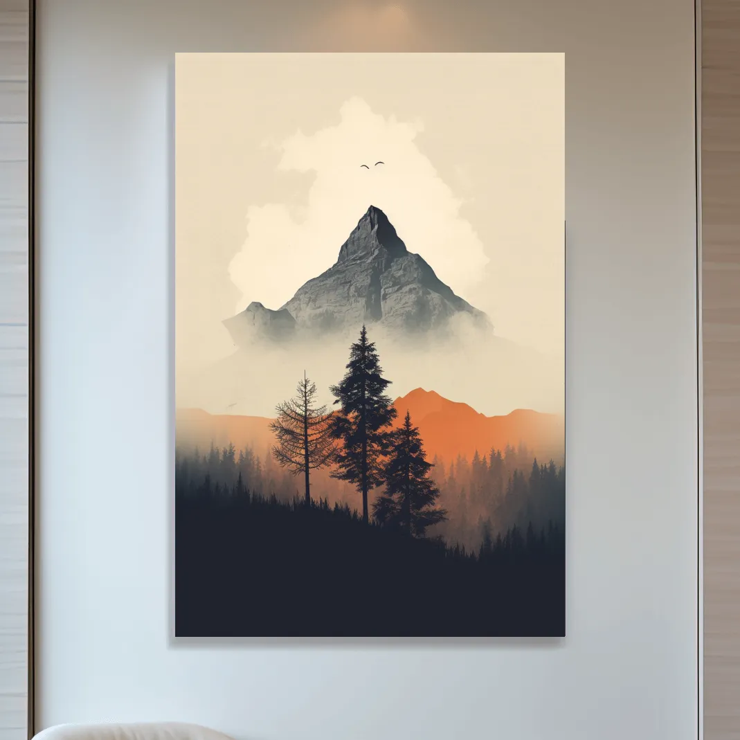 Minimal rustic mountain art