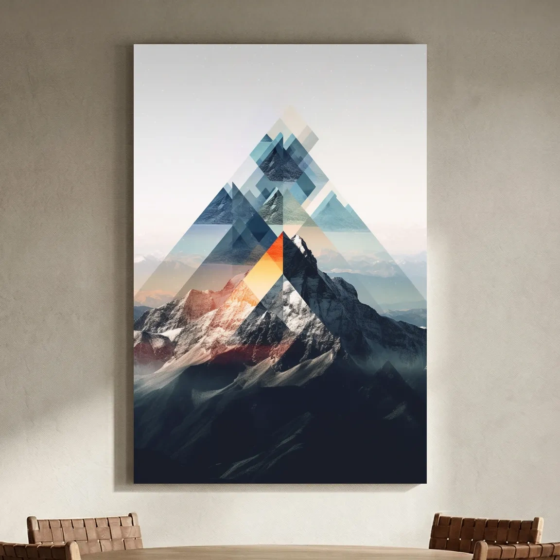 Geometric Abstract Mountain Peak Collage - Minimalist Landscape Artwork