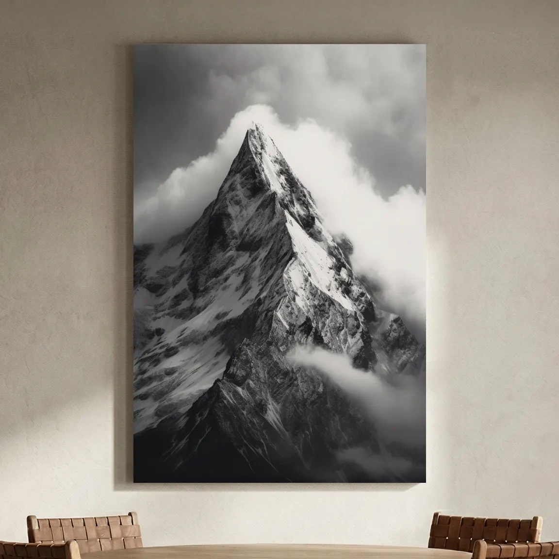 Moody Black And White Glacier Peak - Photographic Alpine Mountain Wall Art