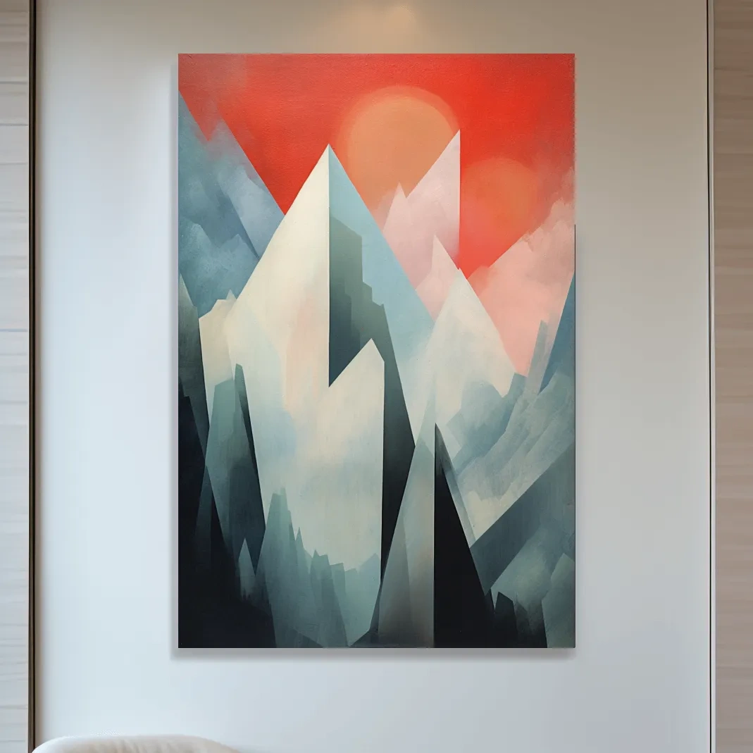 Abstract suprematism mountain painting