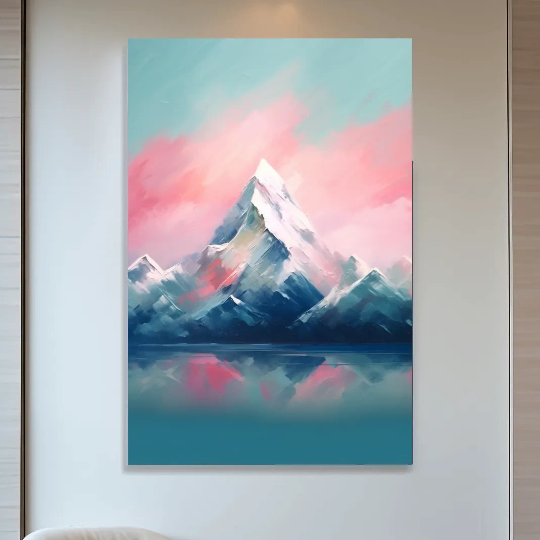 Pastel Alpine Peak Painting - Impressionism Watercolor Mountain Wall Art