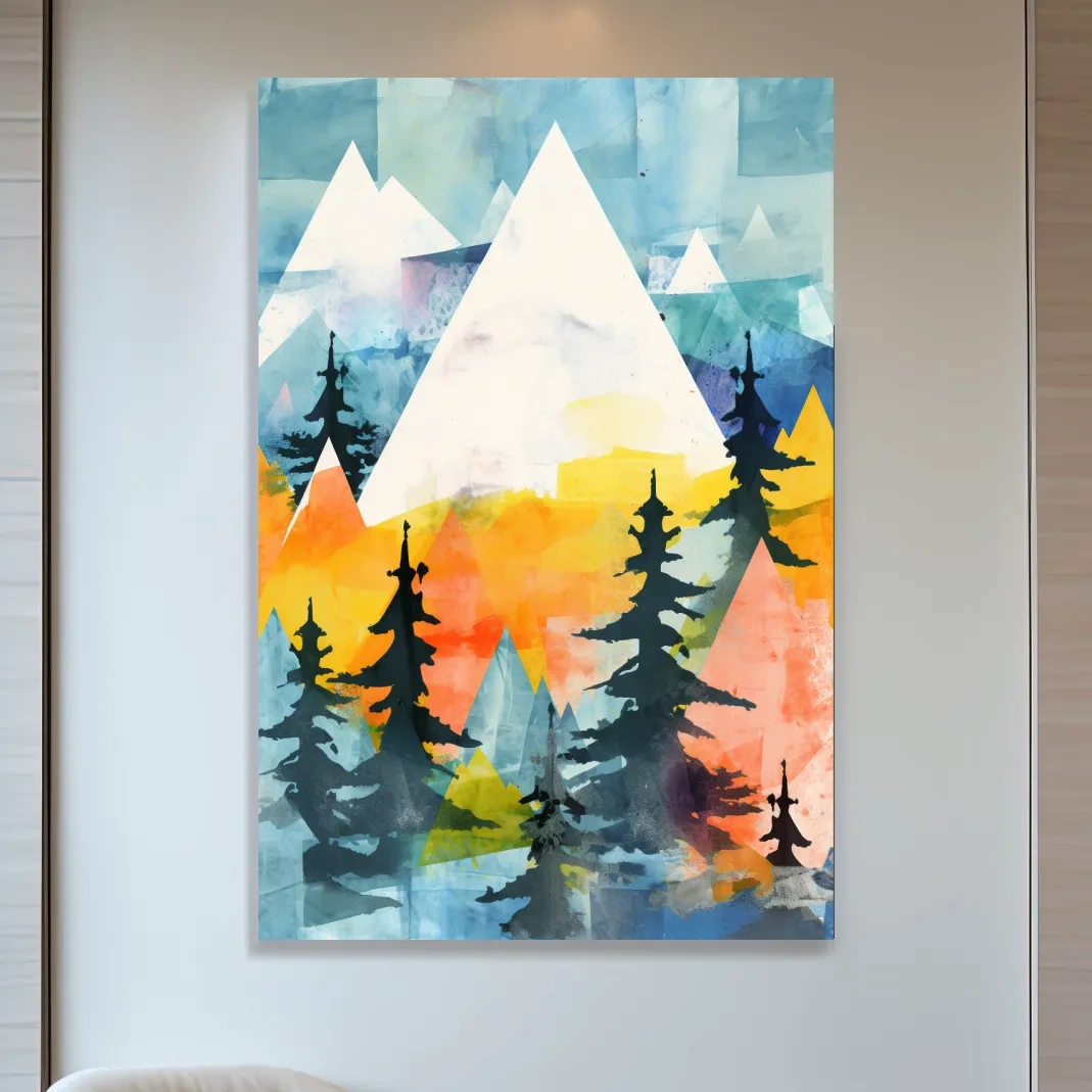 Simple rustic painting of the mountains