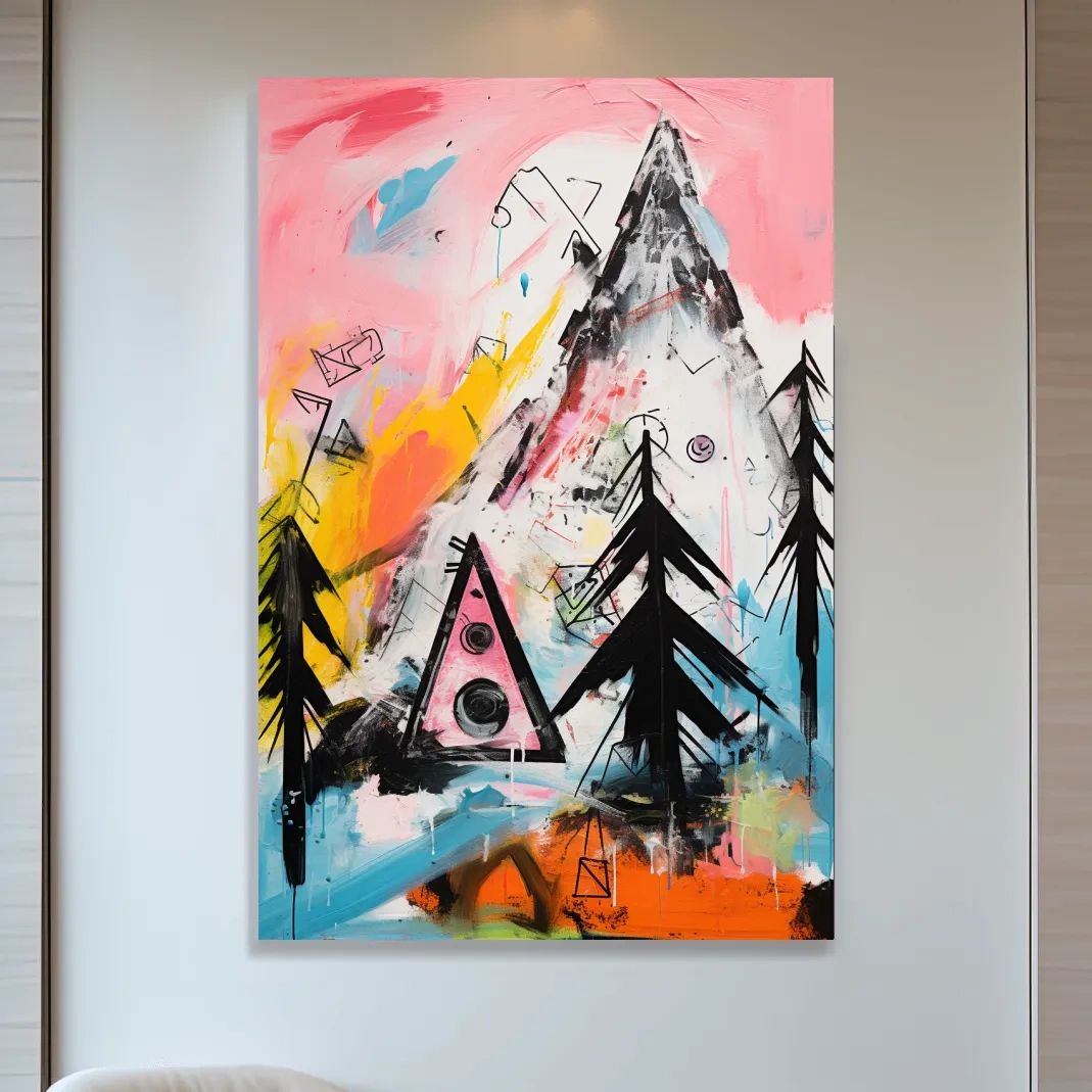 Abstract colorful mountain painting
