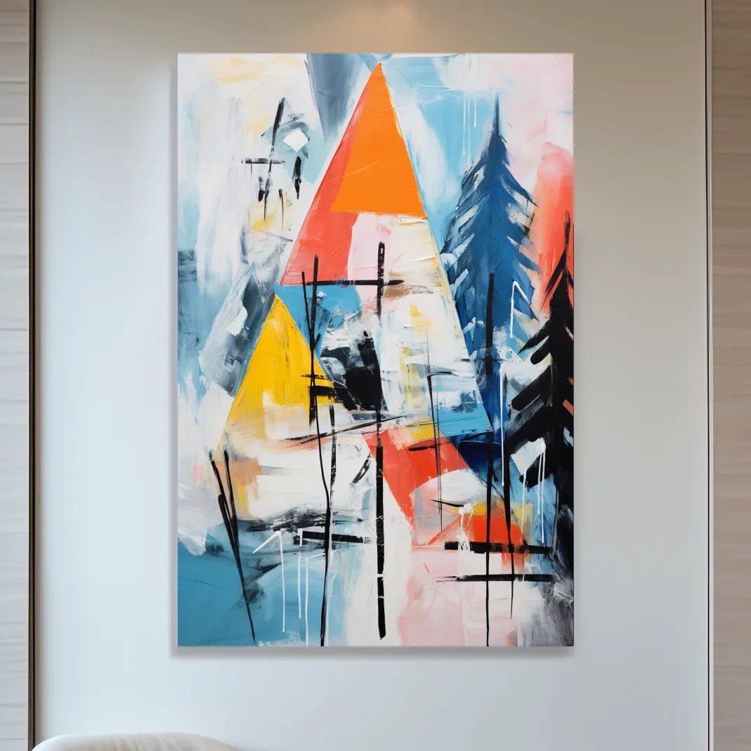 Abstract dripping mountain painting