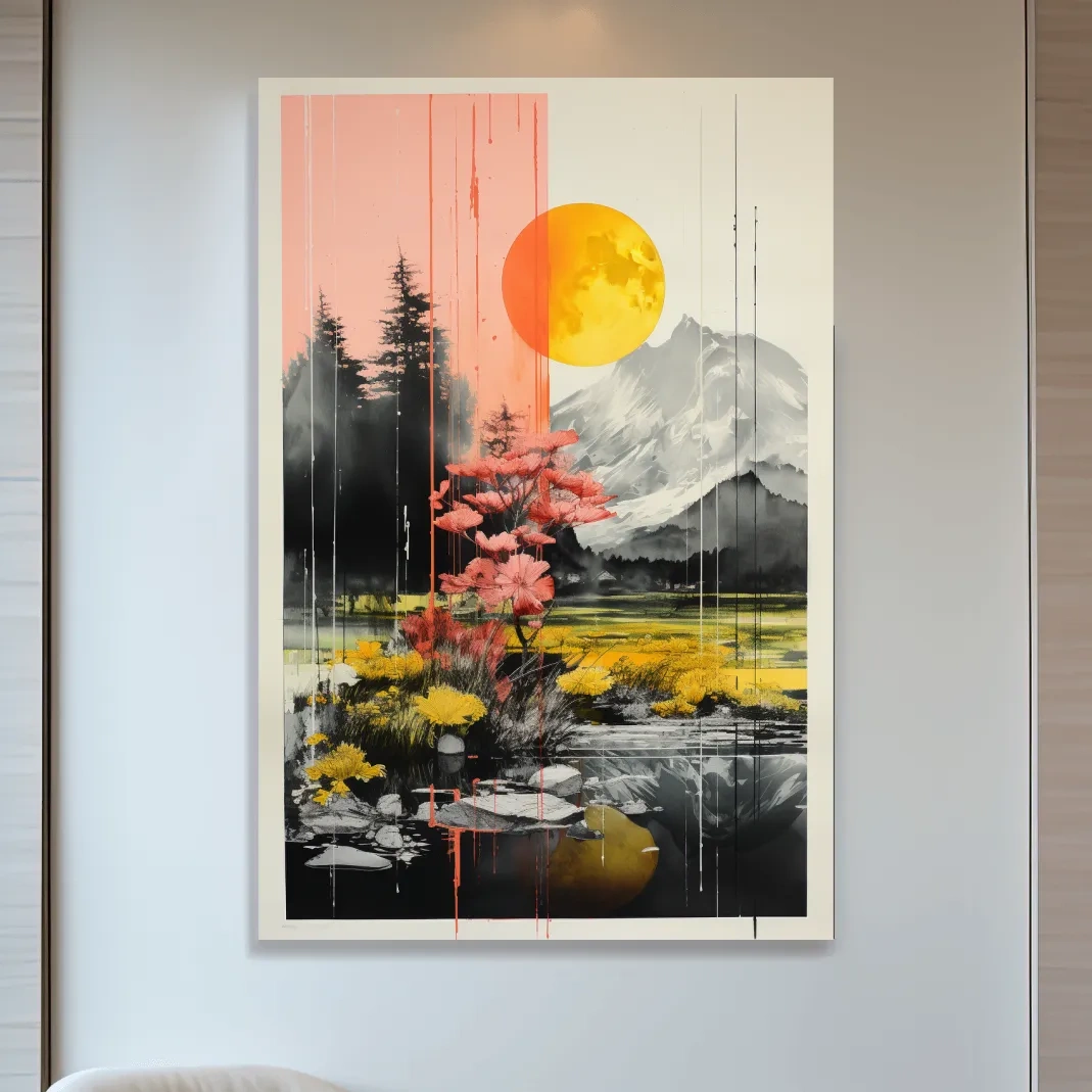 Colorful alpine flowers, illustrative artwork