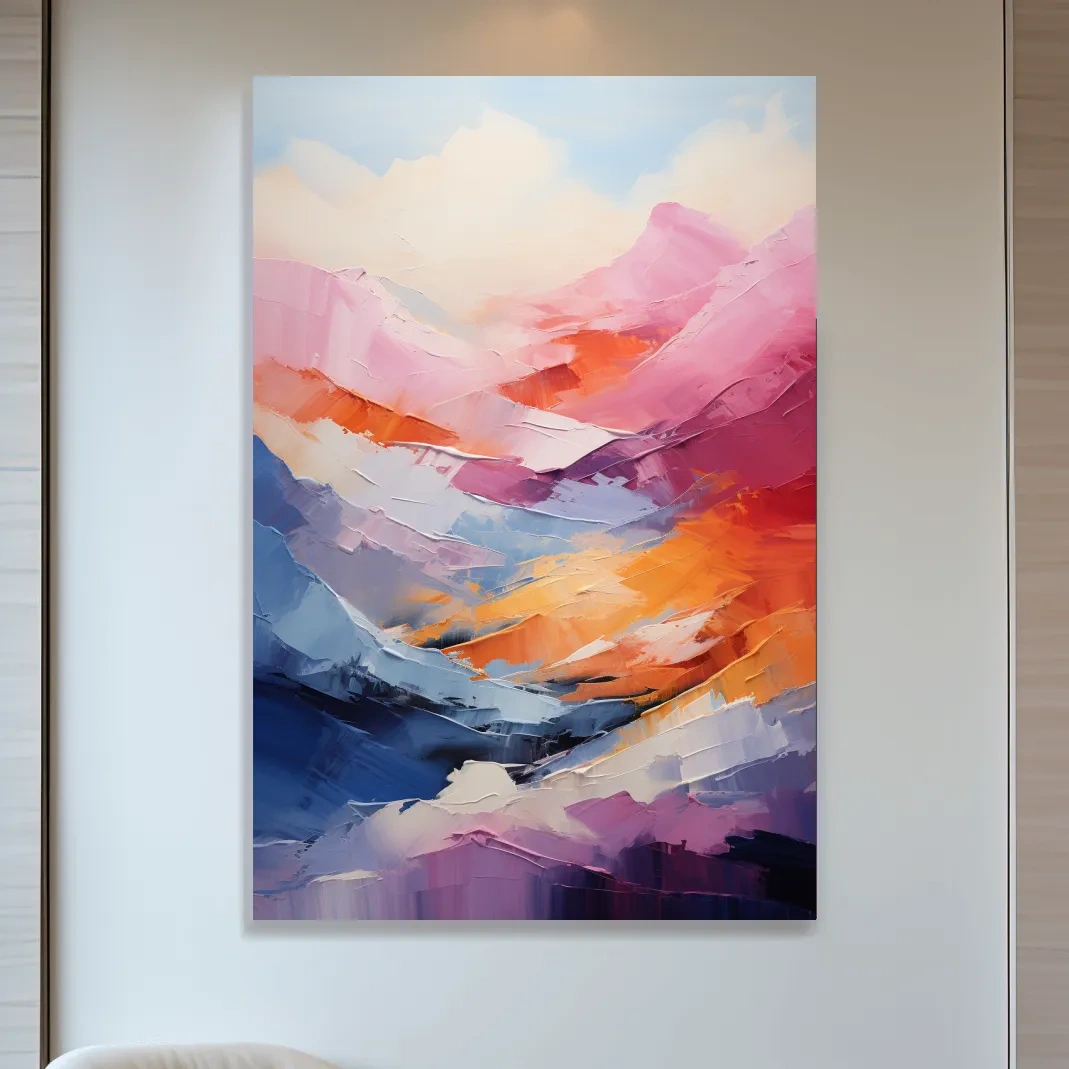 Abstract oil painting representing mountains