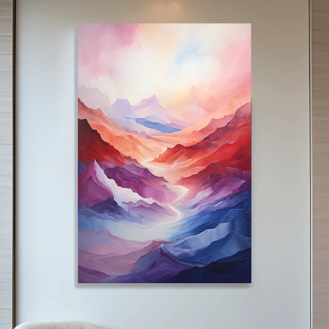 Abstract art, colourful mountainous valley