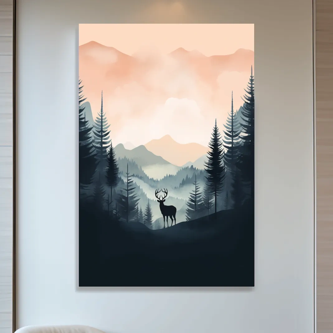 Silhouette of a deer, pastel illustration