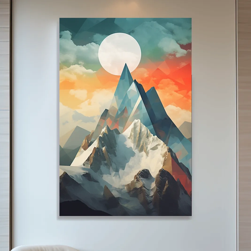 Suprematism Alpine Mountain Peak Sunrise - Abstract Landscape Wall Art