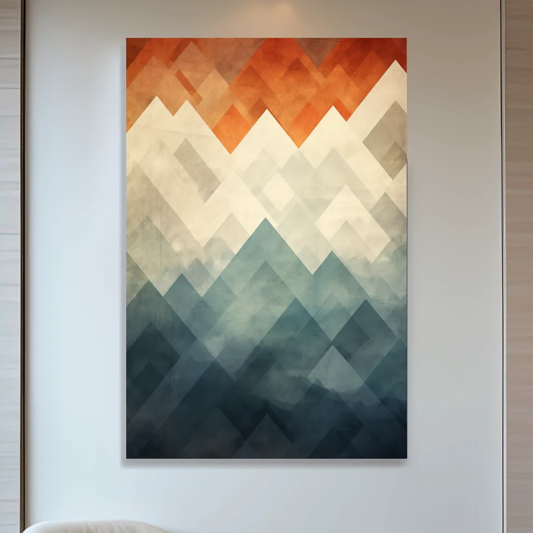 Mid century art, triangular mountain patterns